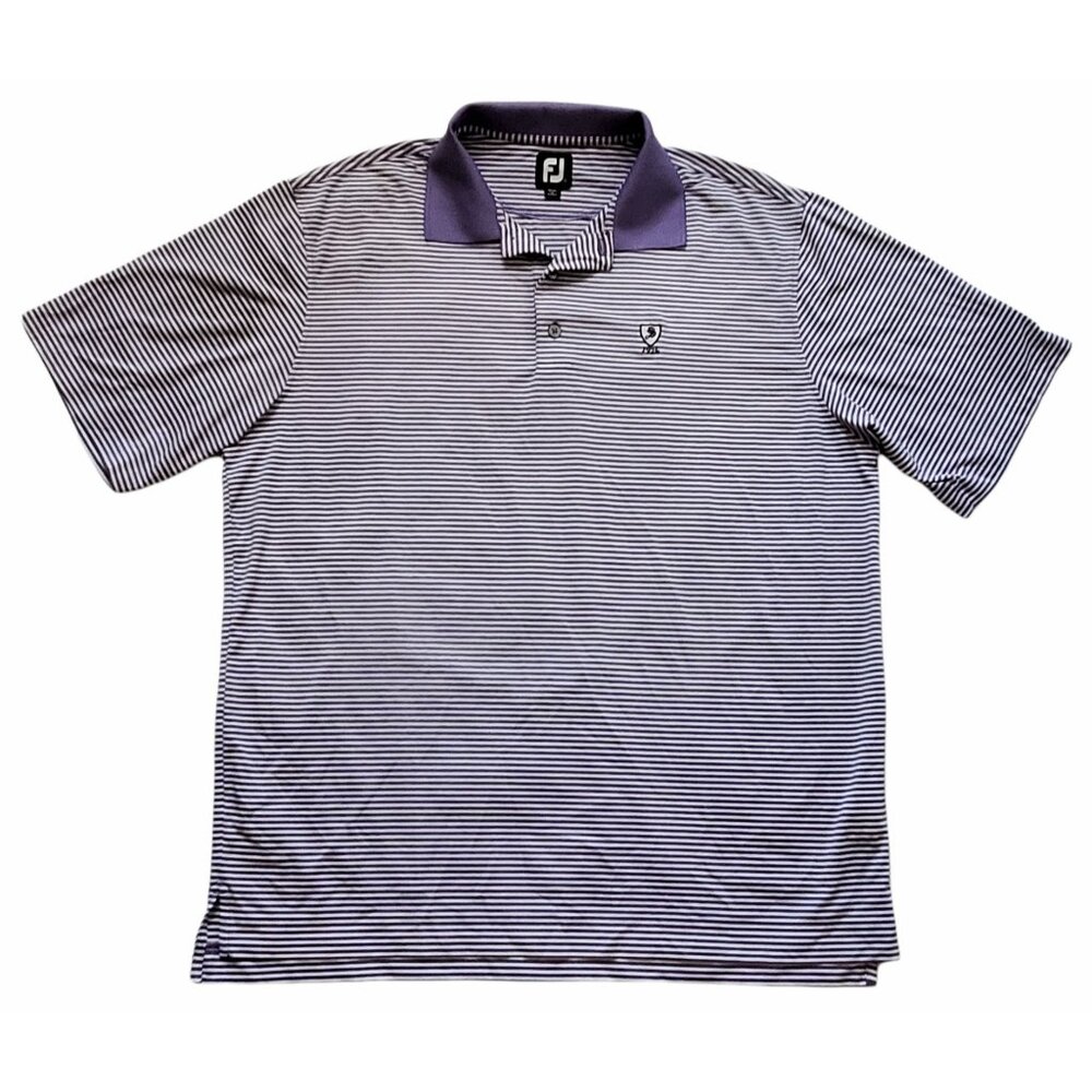 FootJoy FJ Men's Purple And White Stripe Collared Golf Polo Shirt Size XL - Picture 2 of 11